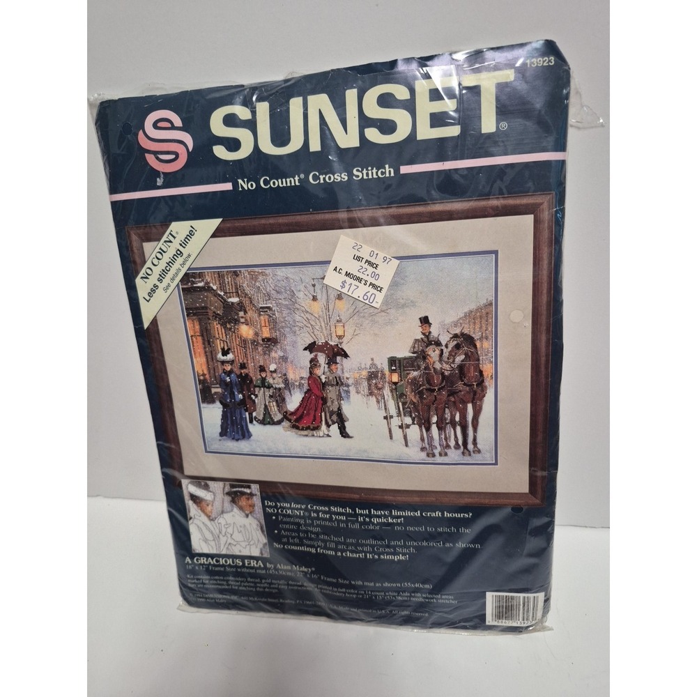 Sunset No Count Cross Stitch Kit 13923 Gracious Era, 18"x12" READ DESCRIPTION